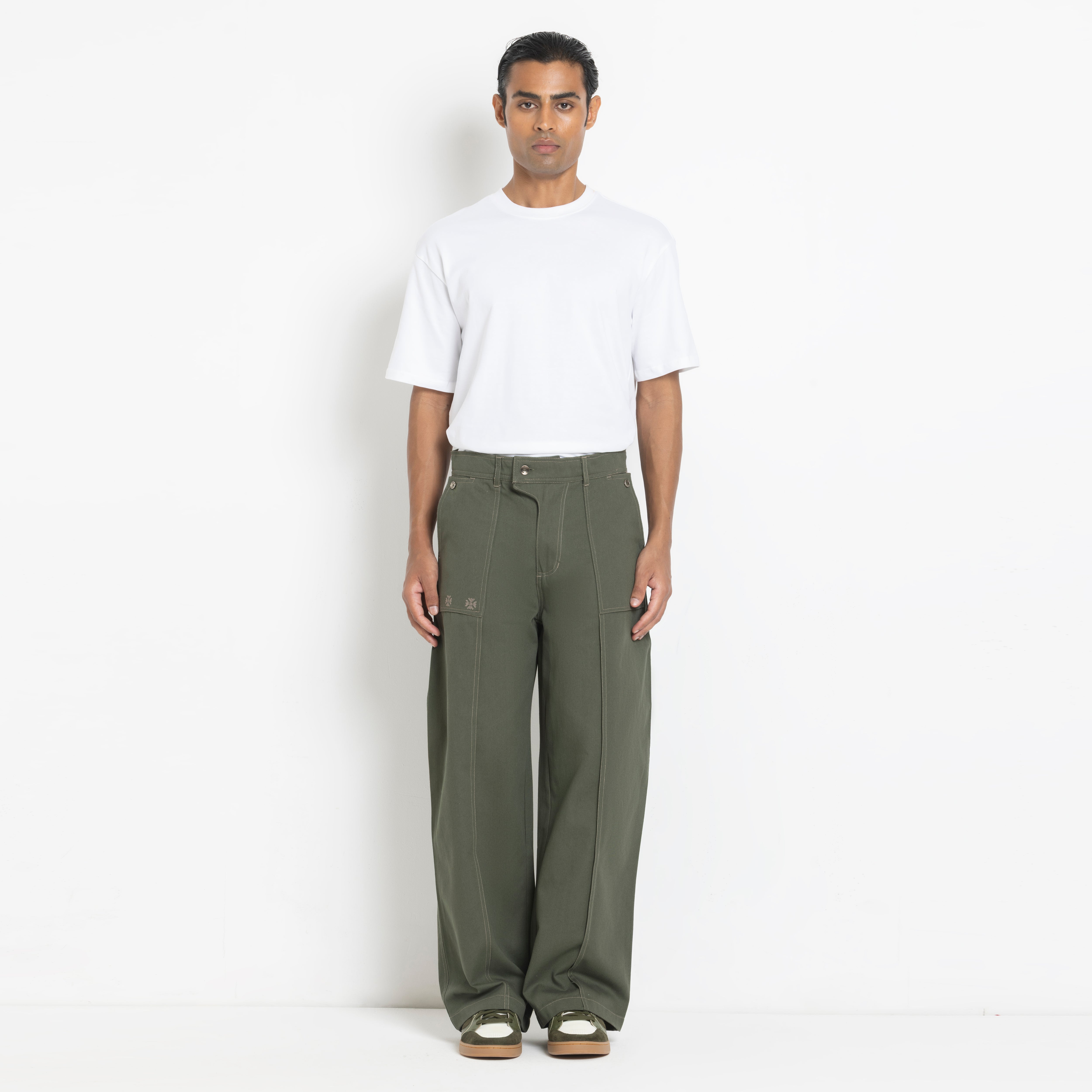 Kara - Pintuck Pant - Olive Green For Men
