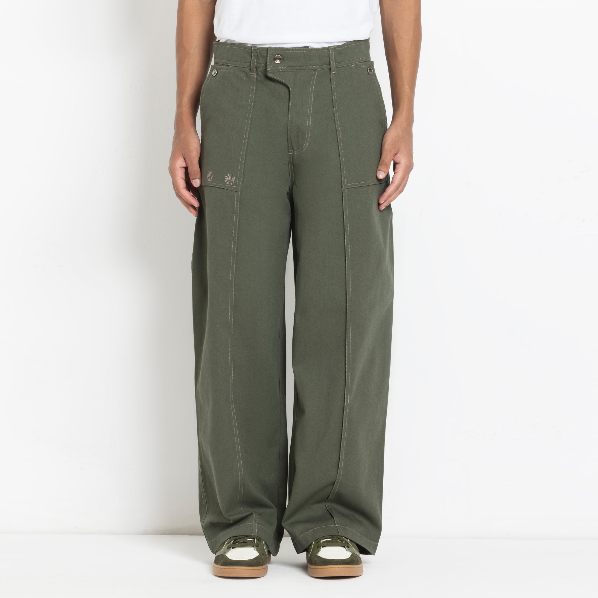 Kara - Pintuck Pant - Olive Green For Men