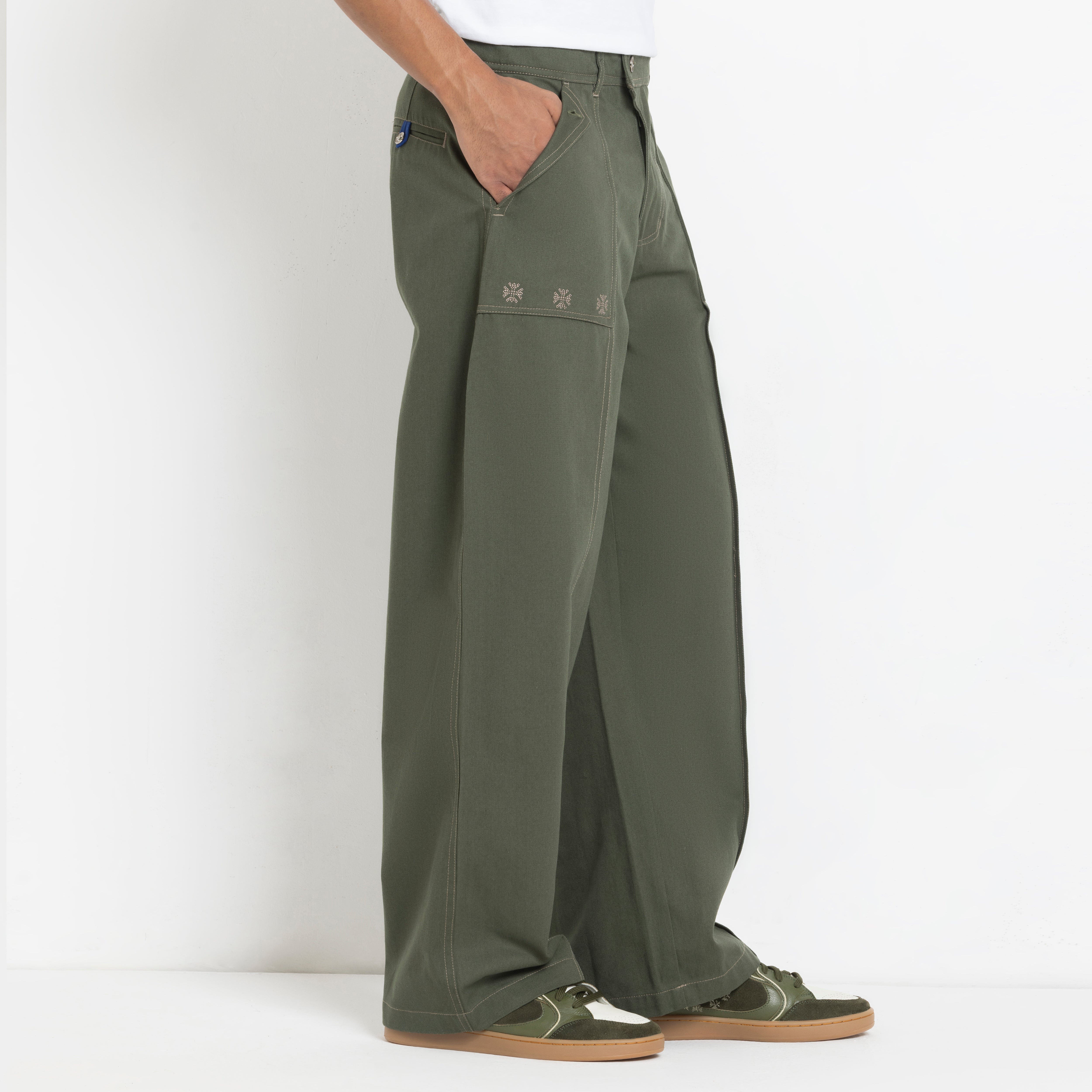 Kara - Pintuck Pant - Olive Green For Men