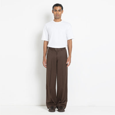 Kara - Pleat Trouser - Dark Brown For Men