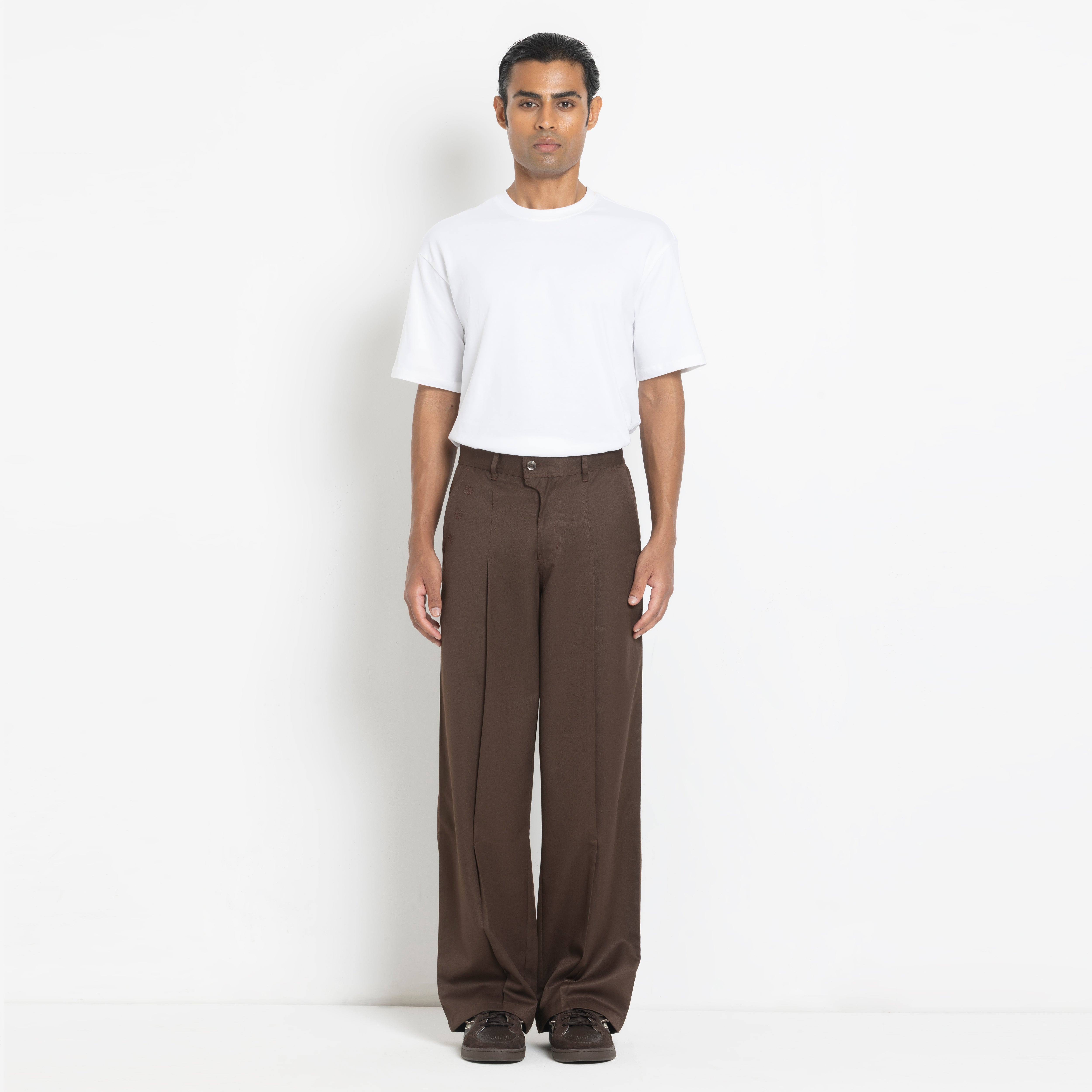 Kara - Pleat Trouser - Dark Brown For Men