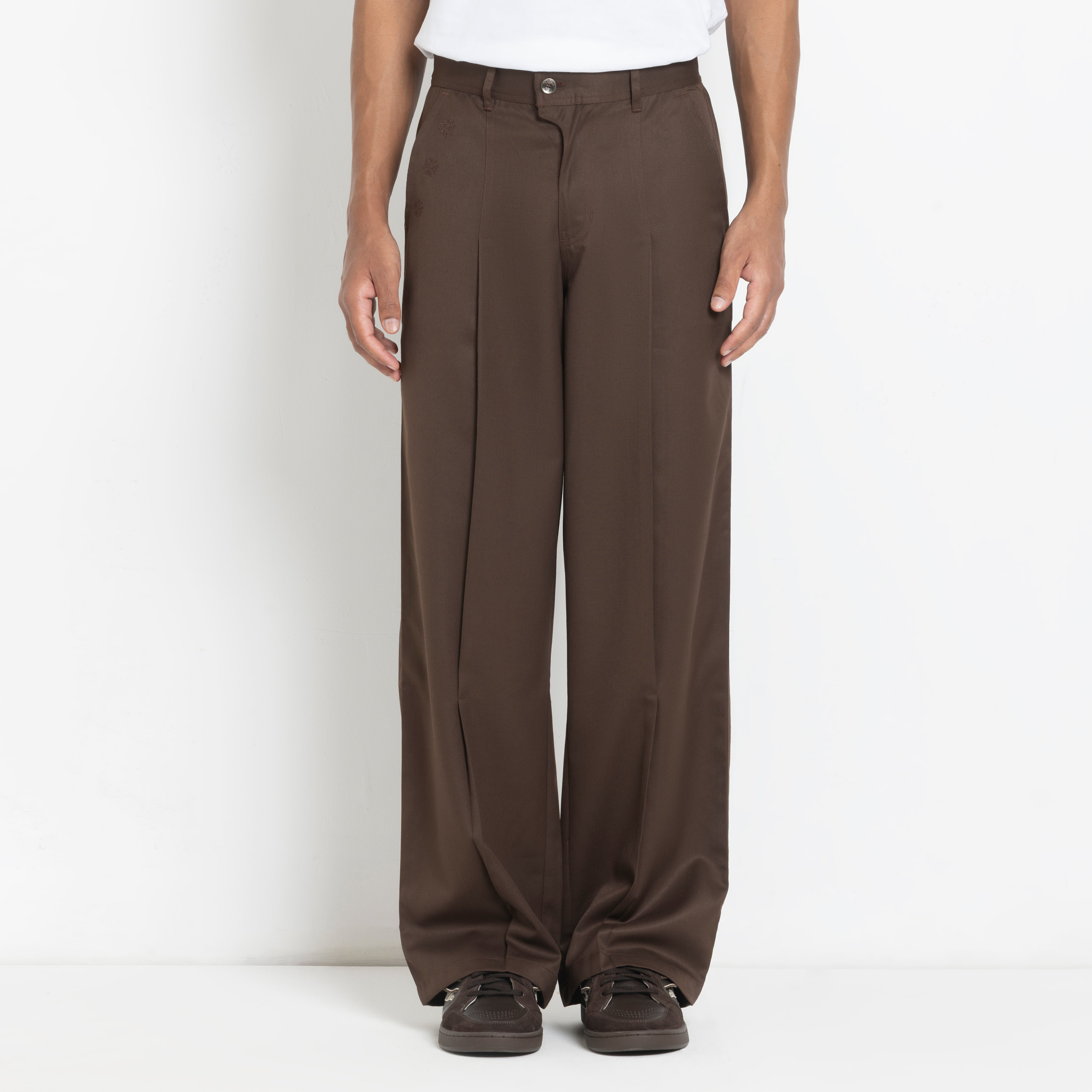 Kara - Pleat Trouser - Dark Brown For Men
