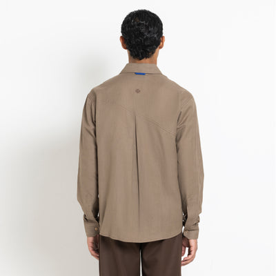 Kara - Saddle-stitch Shirt - Light Brown For Men