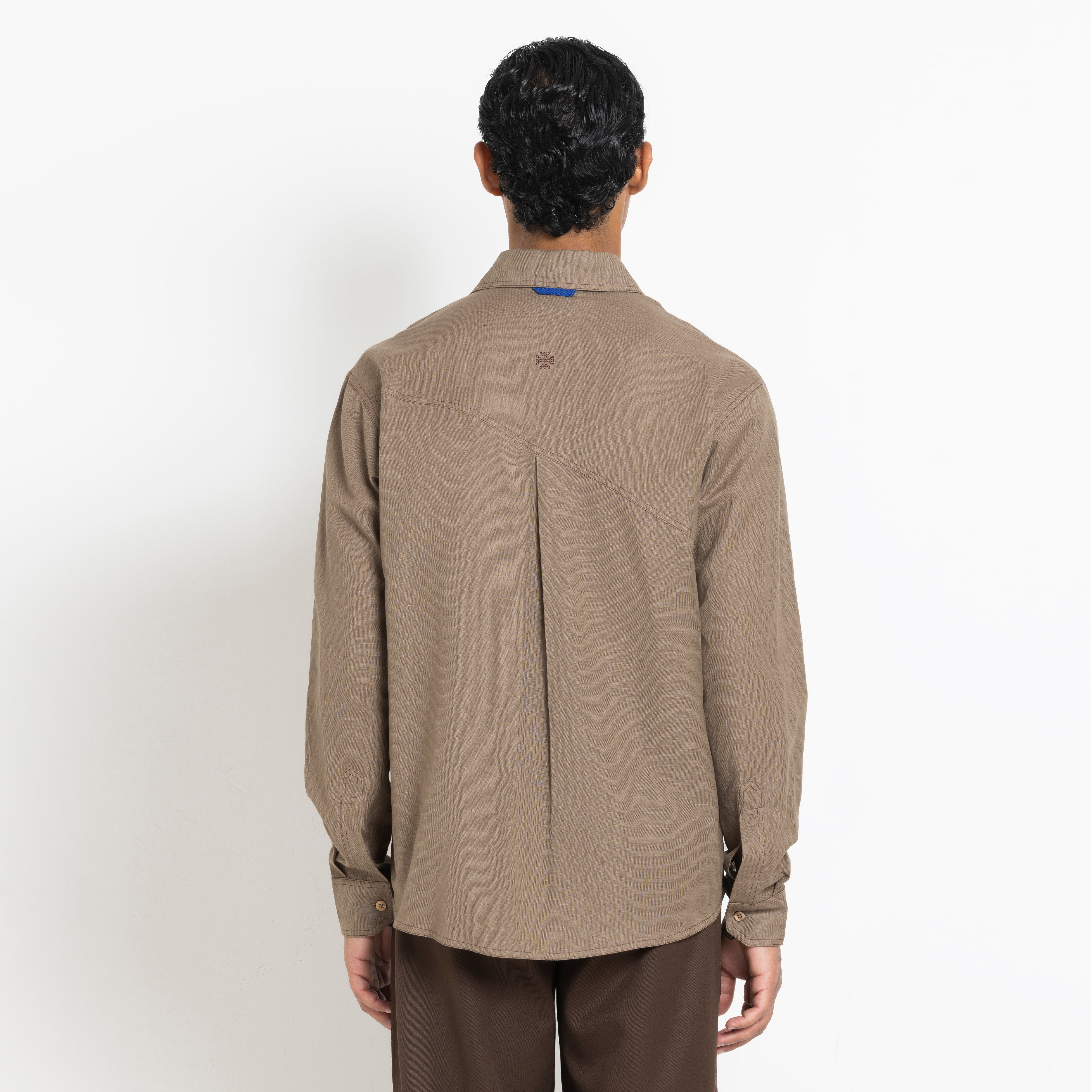 Kara - Saddle-stitch Shirt - Light Brown For Men