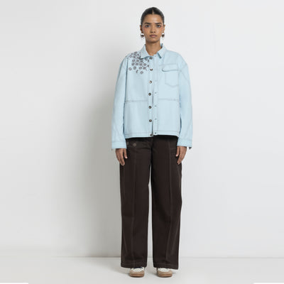 Kara - Utility Shacket - Powder Blue (Unisex)