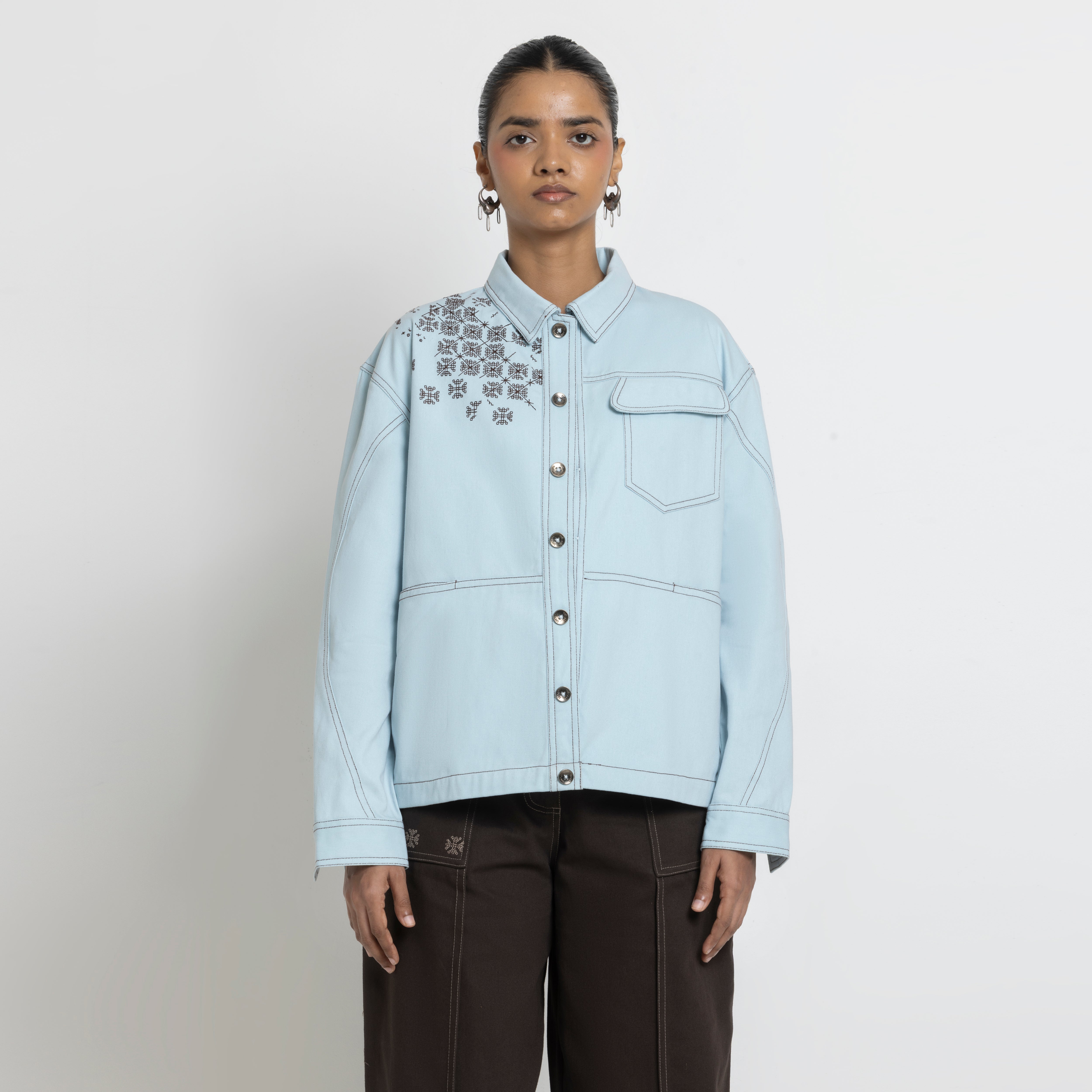 Kara - Utility Shacket - Powder Blue (Unisex)