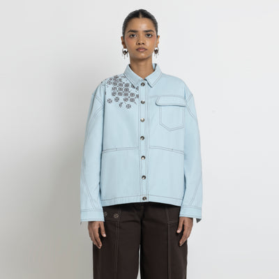 Kara - Utility Shacket - Powder Blue (Unisex)