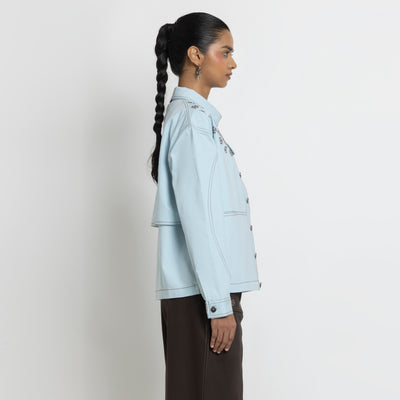Kara - Utility Shacket - Powder Blue (Unisex)