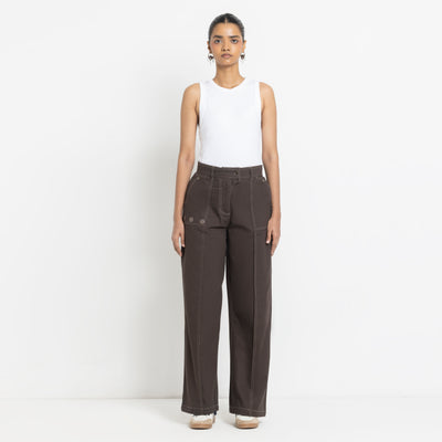 Kara - Pintuck Pant - Dark Brown For Women