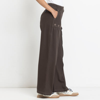 Kara - Pintuck Pant - Dark Brown For Women