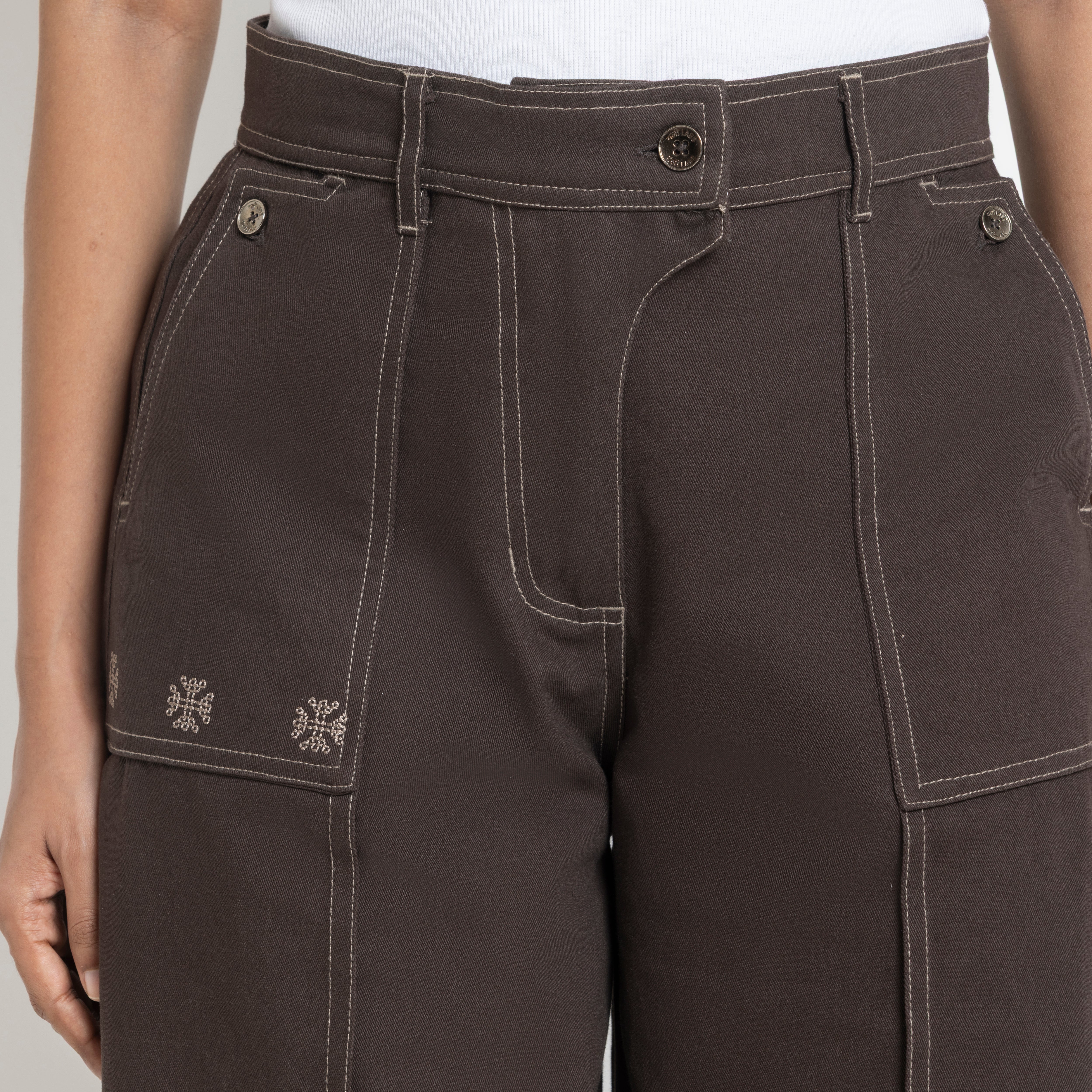 Kara - Pintuck Pant - Dark Brown For Women