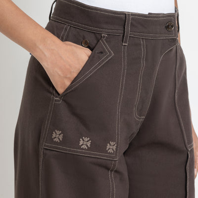 Kara - Pintuck Pant - Dark Brown For Women