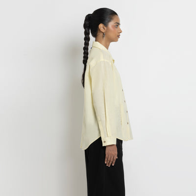 Kara - Cross-collar Shirt - Butter Yellow For Women