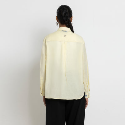 Kara - Cross-collar Shirt - Butter Yellow For Women
