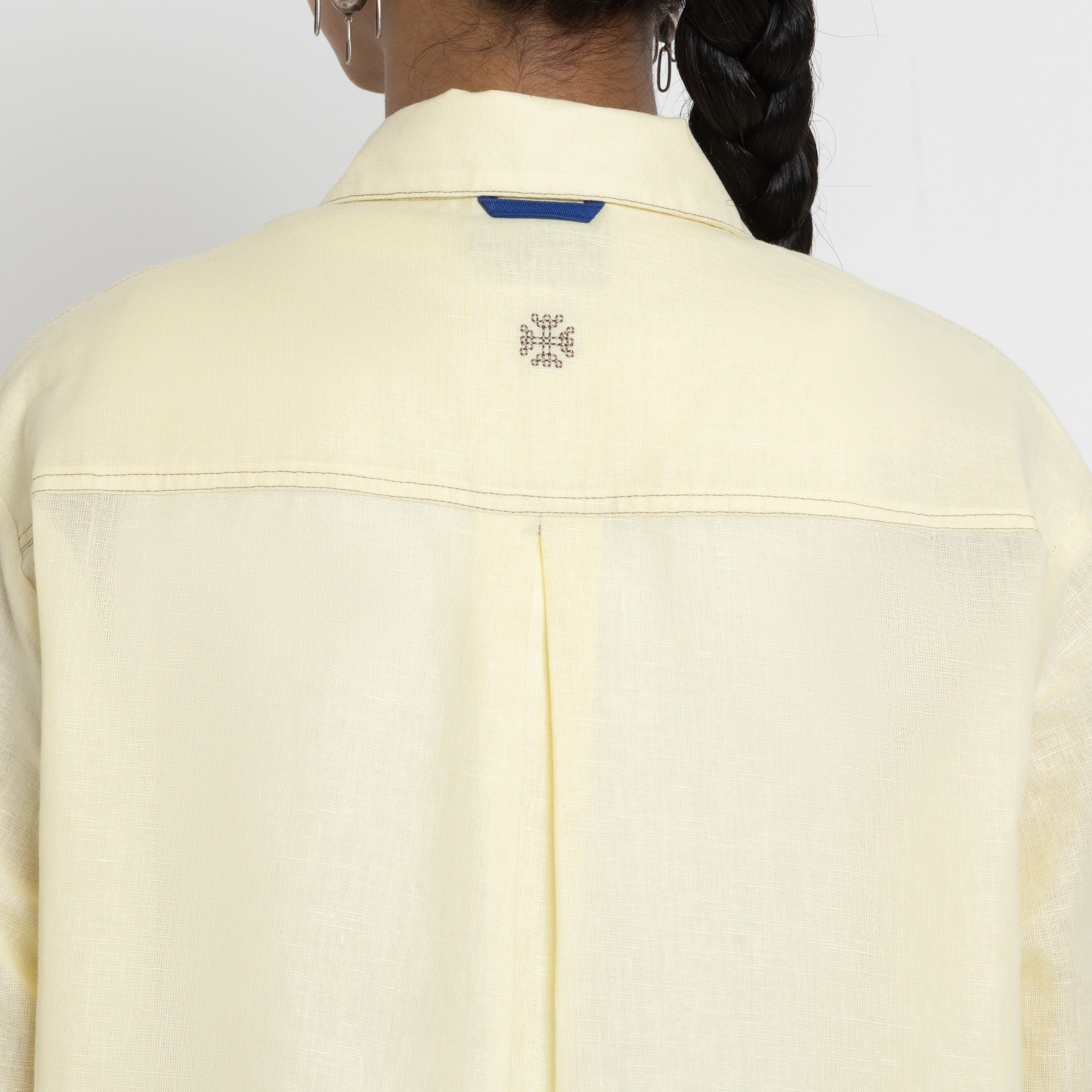 Kara - Cross-collar Shirt - Butter Yellow For Women