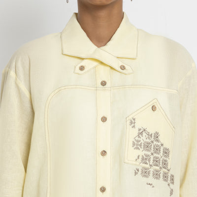 Kara - Cross-collar Shirt - Butter Yellow For Women