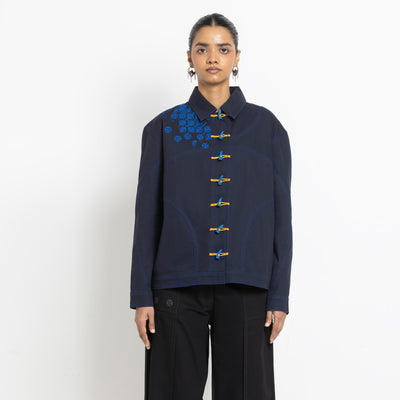Kara - Toggle Shacket - Navy (Unisex)
