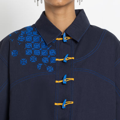 Kara - Toggle Shacket - Navy (Unisex)