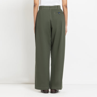 Kara - Pintuck Pant - Olive Green For Women
