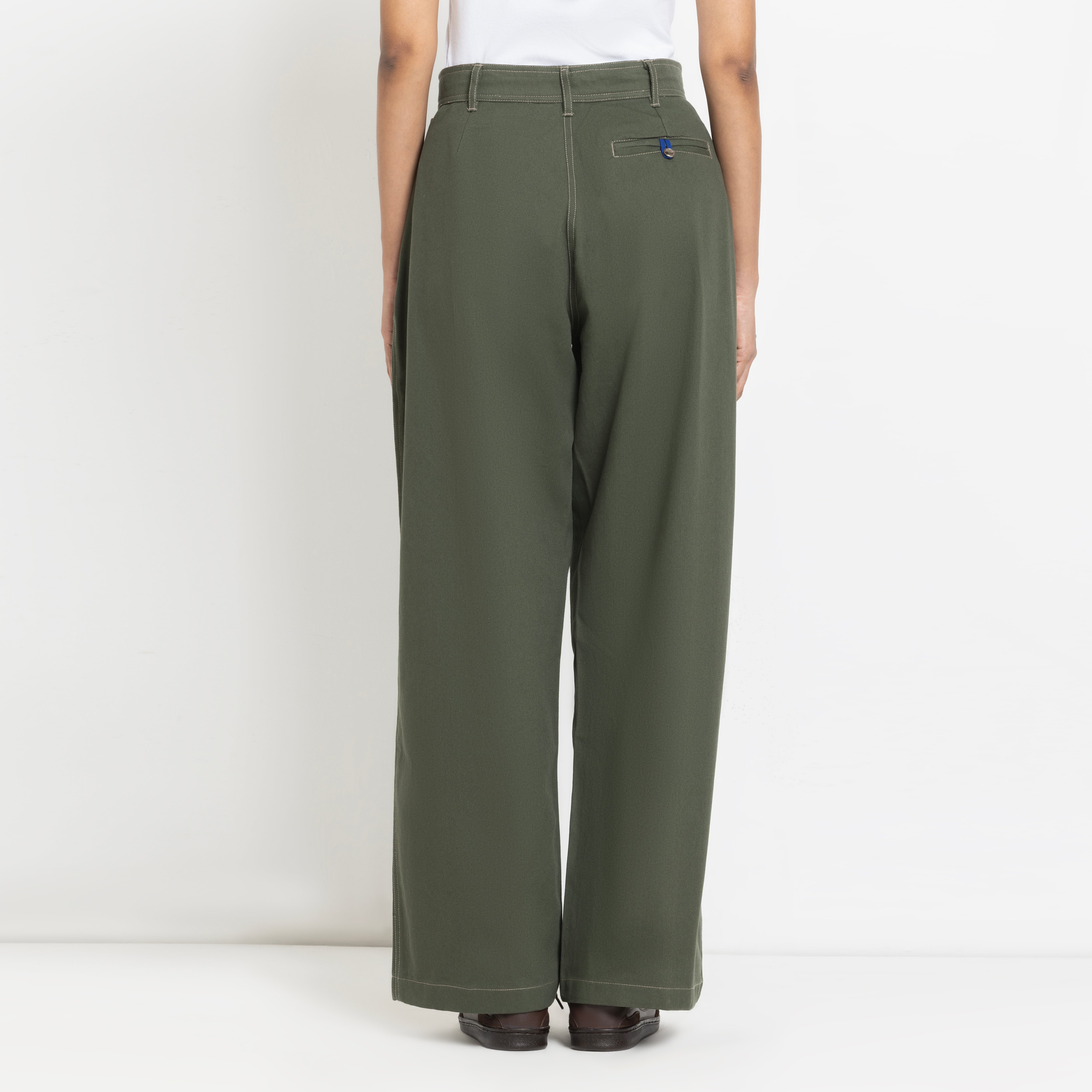 Kara - Pintuck Pant - Olive Green For Women
