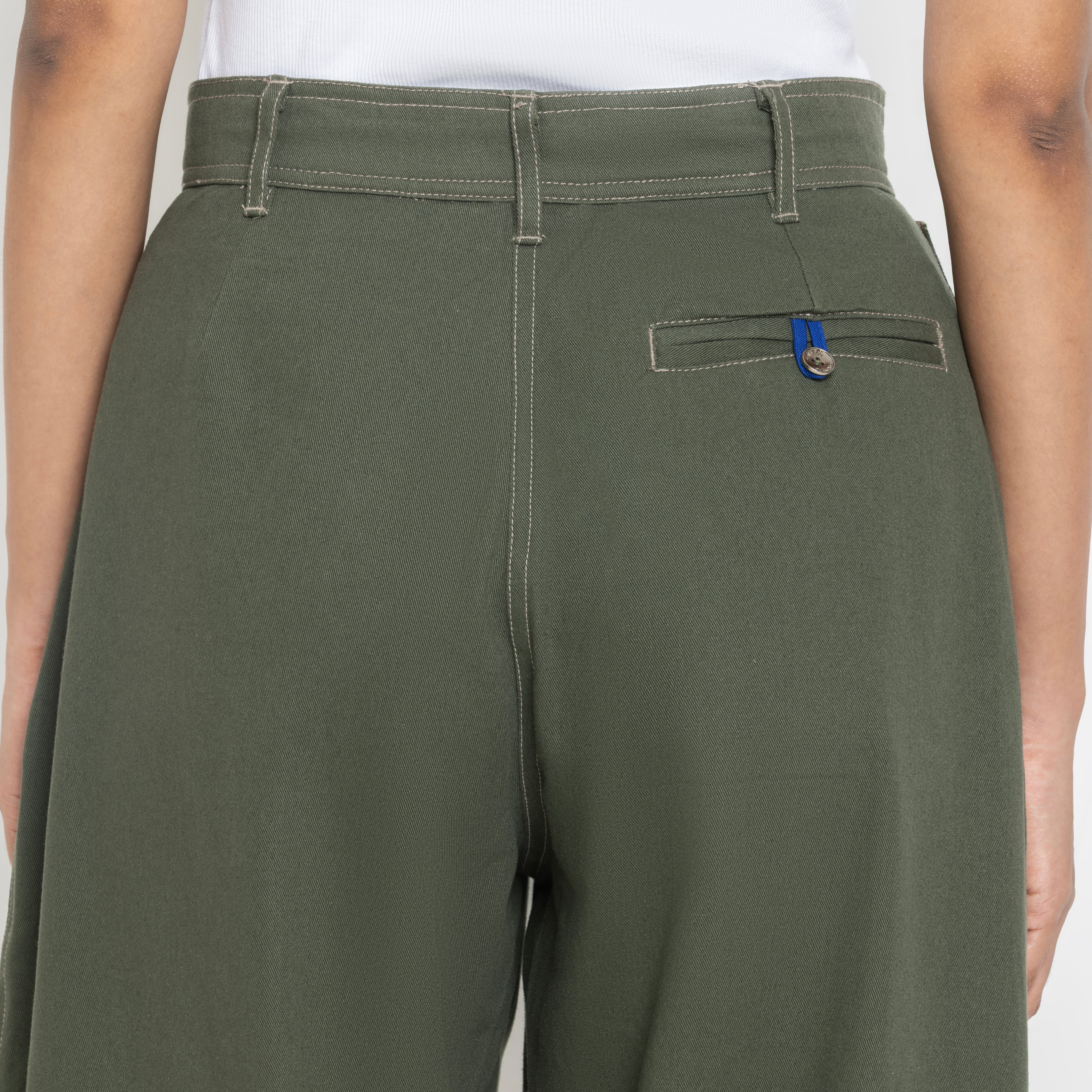 Kara - Pintuck Pant - Olive Green For Women