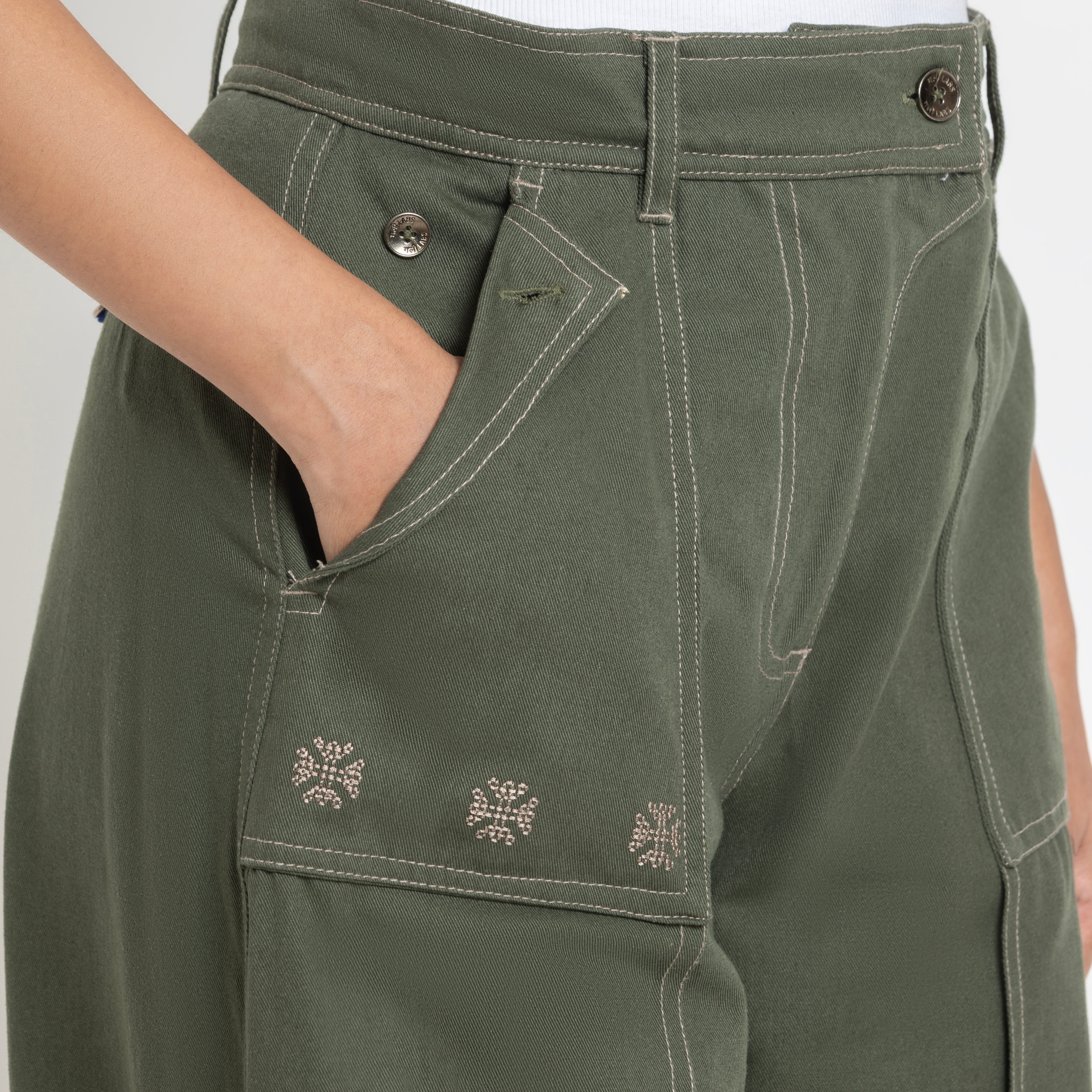Kara - Pintuck Pant - Olive Green For Women