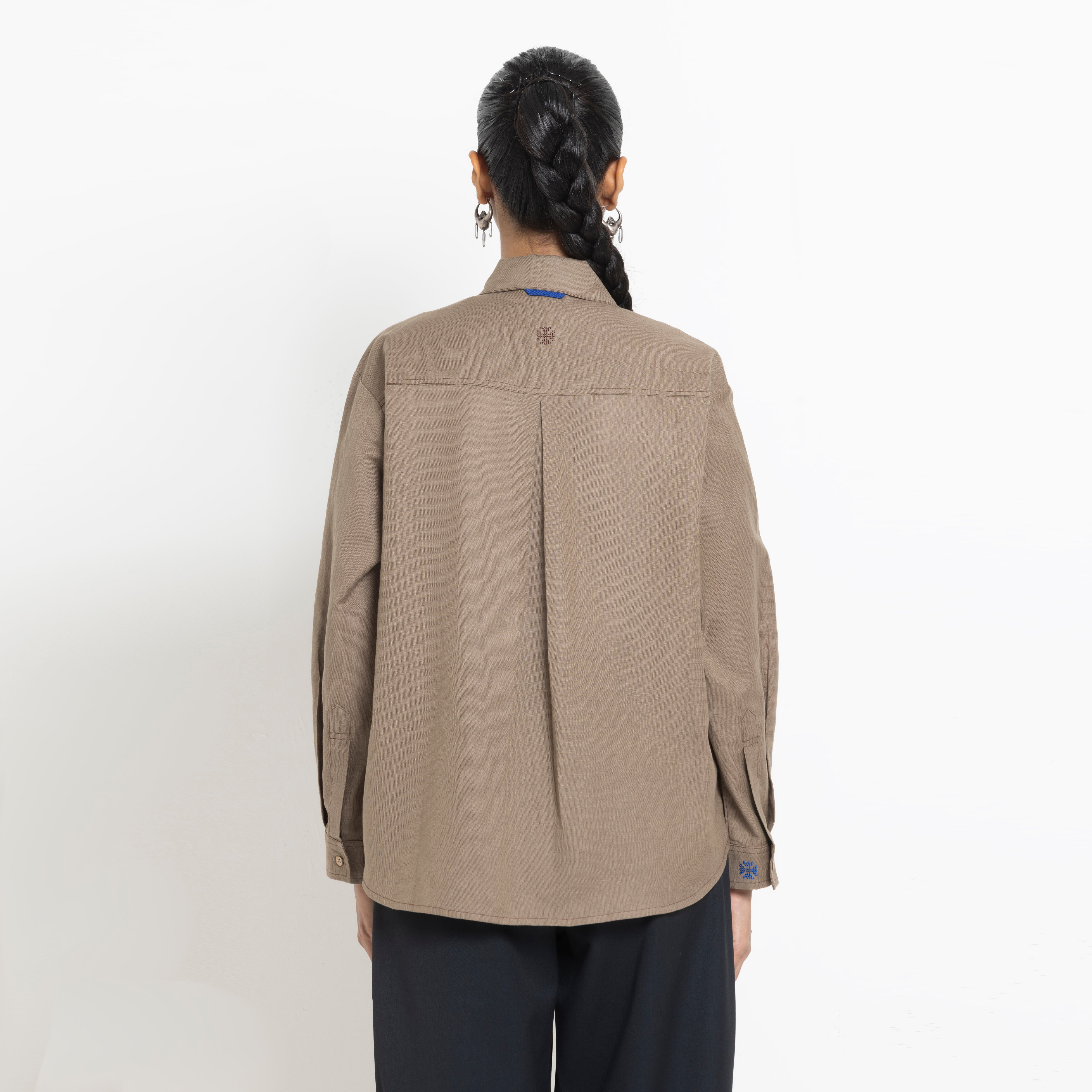 Kara - Cross-collar Shirt - Brown For Women