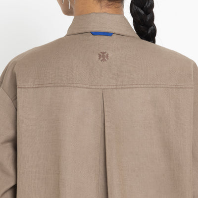 Kara - Cross-collar Shirt - Brown For Women