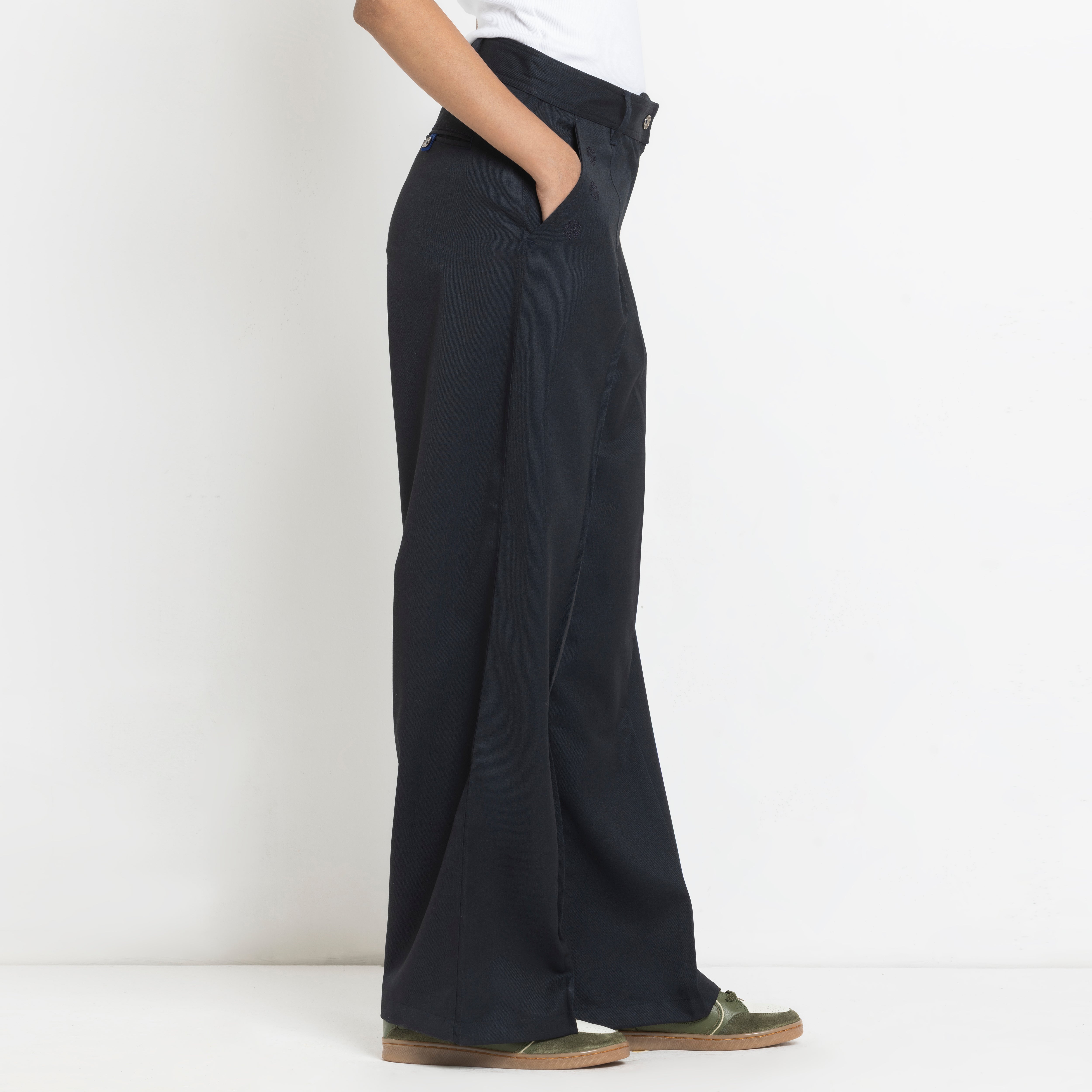 Kara - Pleat Trouser - Navy For Women