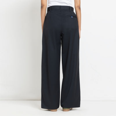 Kara - Pleat Trouser - Navy For Women