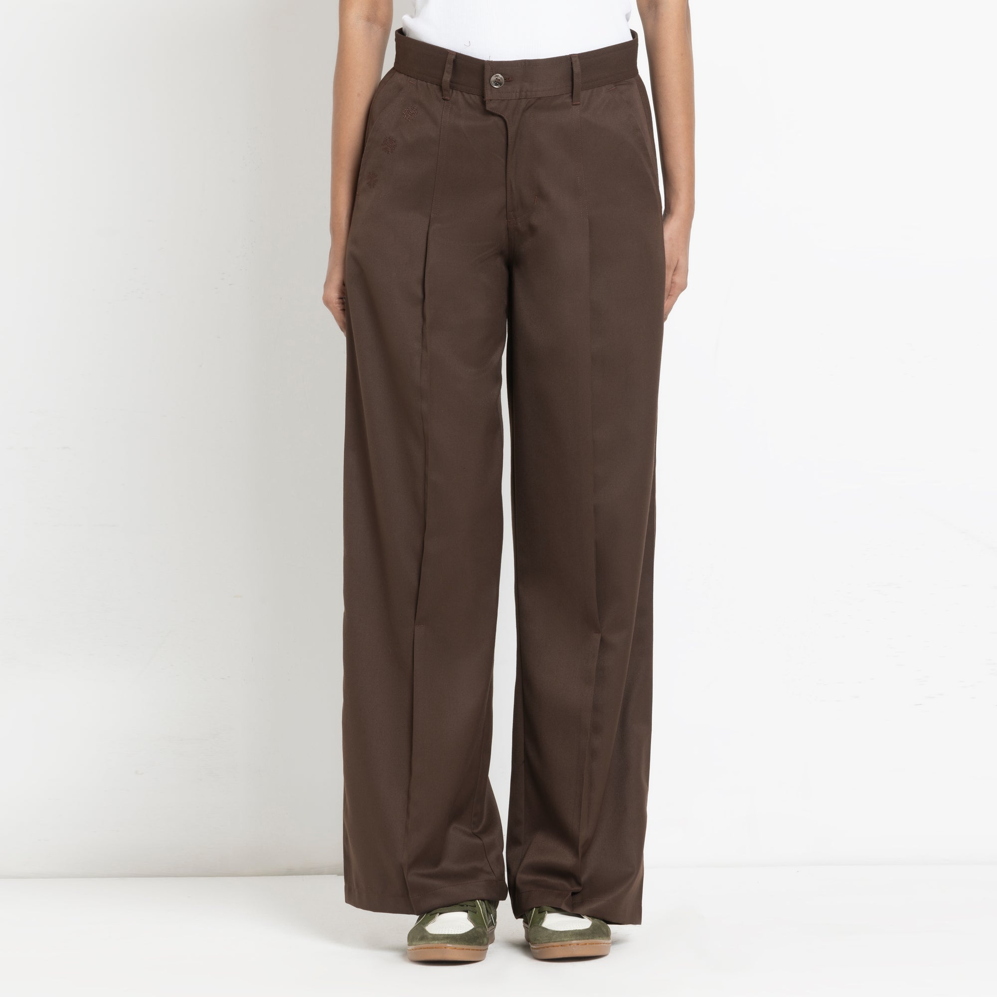 Kara - Pleat Trouser - Dark Brown For Women
