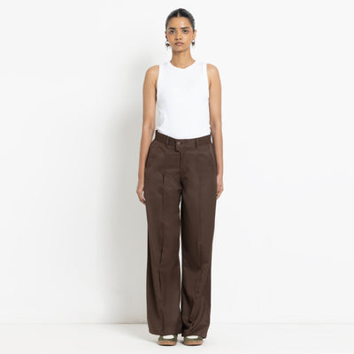 Kara - Pleat Trouser - Dark Brown For Women