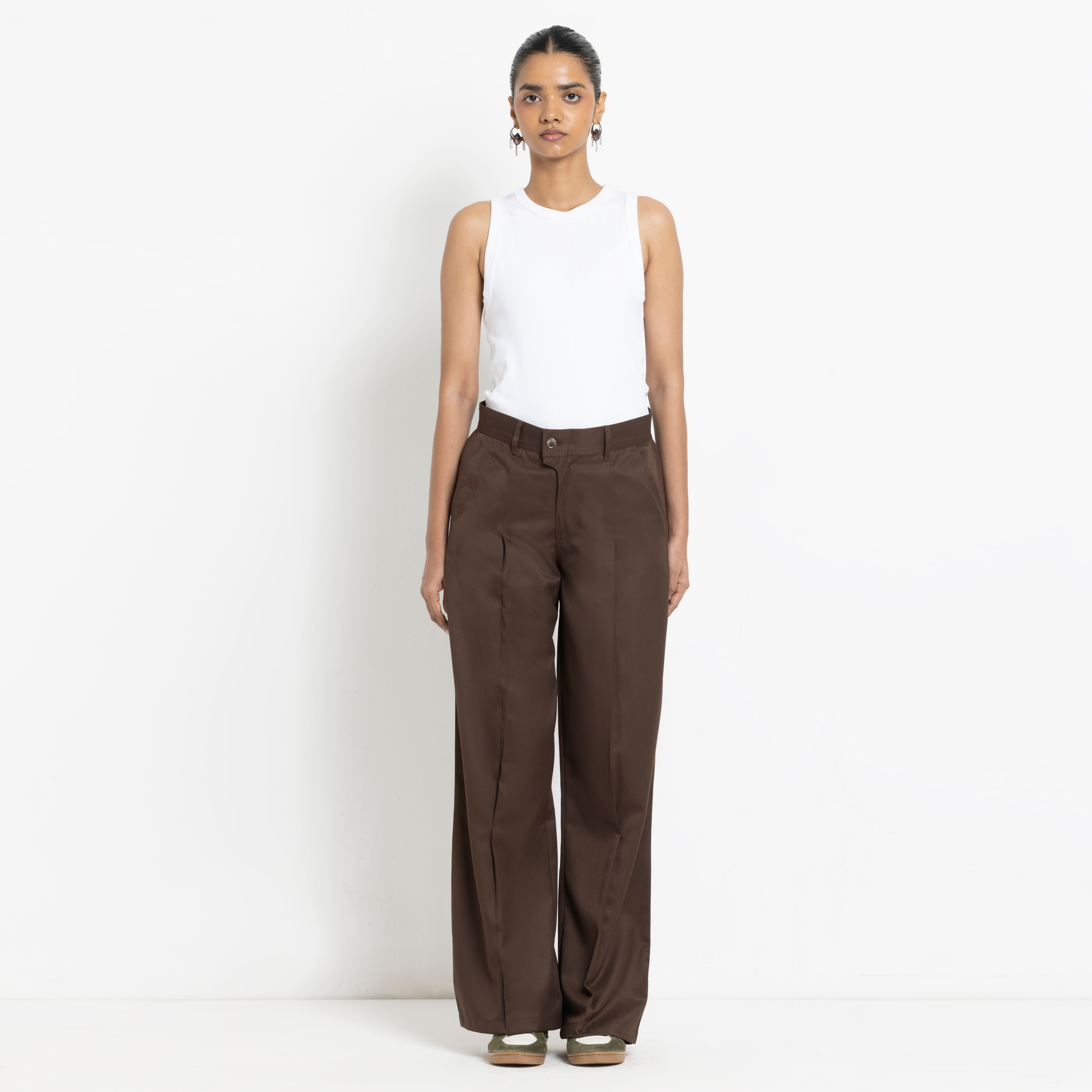 Kara - Pleat Trouser - Dark Brown For Women