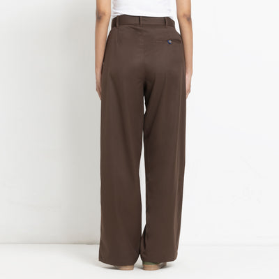 Kara - Pleat Trouser - Dark Brown For Women