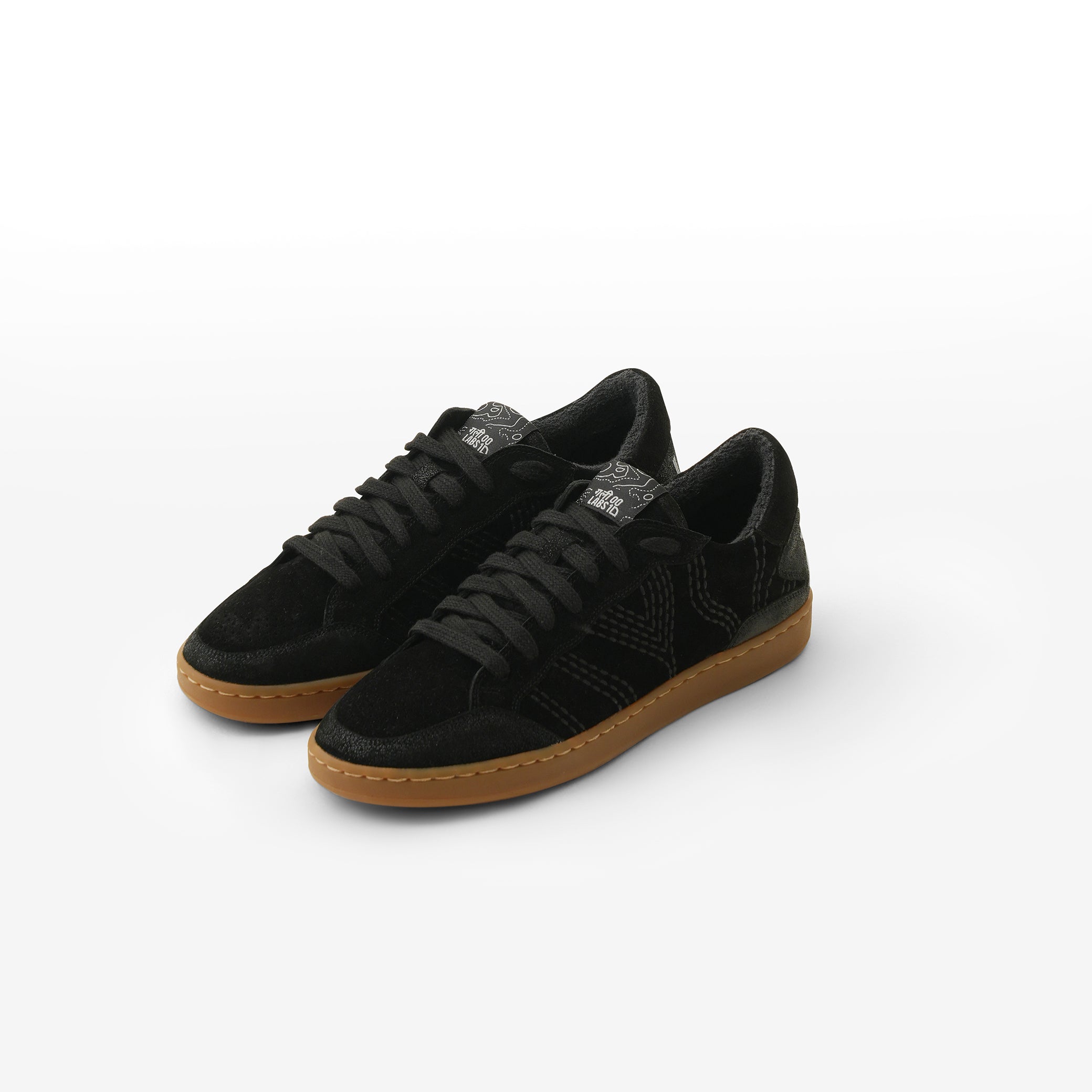 Bold Kohl Black Suede Sneaker with Kantha Embroidery – Gully Labs