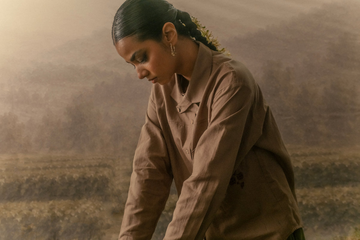 Kara - Cross-collar Shirt - Brown For Women