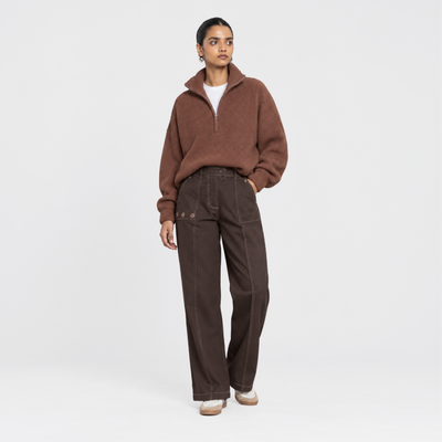 Kara - Pintuck Pant - Dark Brown For Women
