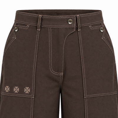 Kara - Pintuck Pant - Dark Brown For Women