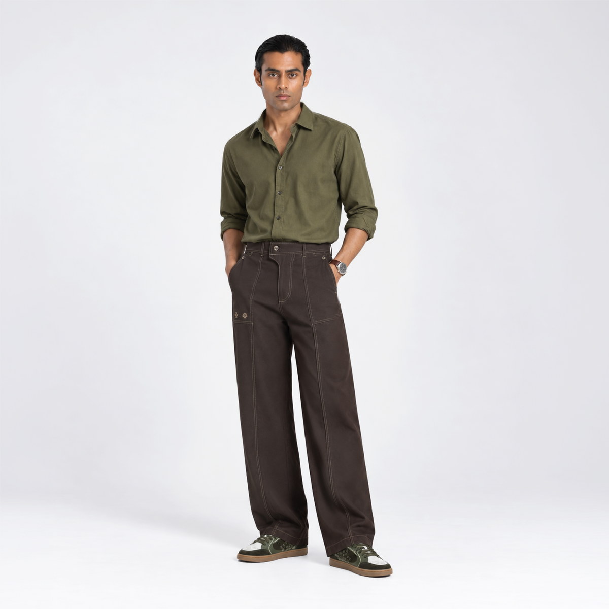 Kara - Pintuck Pant - Dark Brown For Men