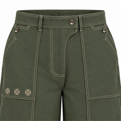 Kara - Pintuck Pant - Olive Green For Women
