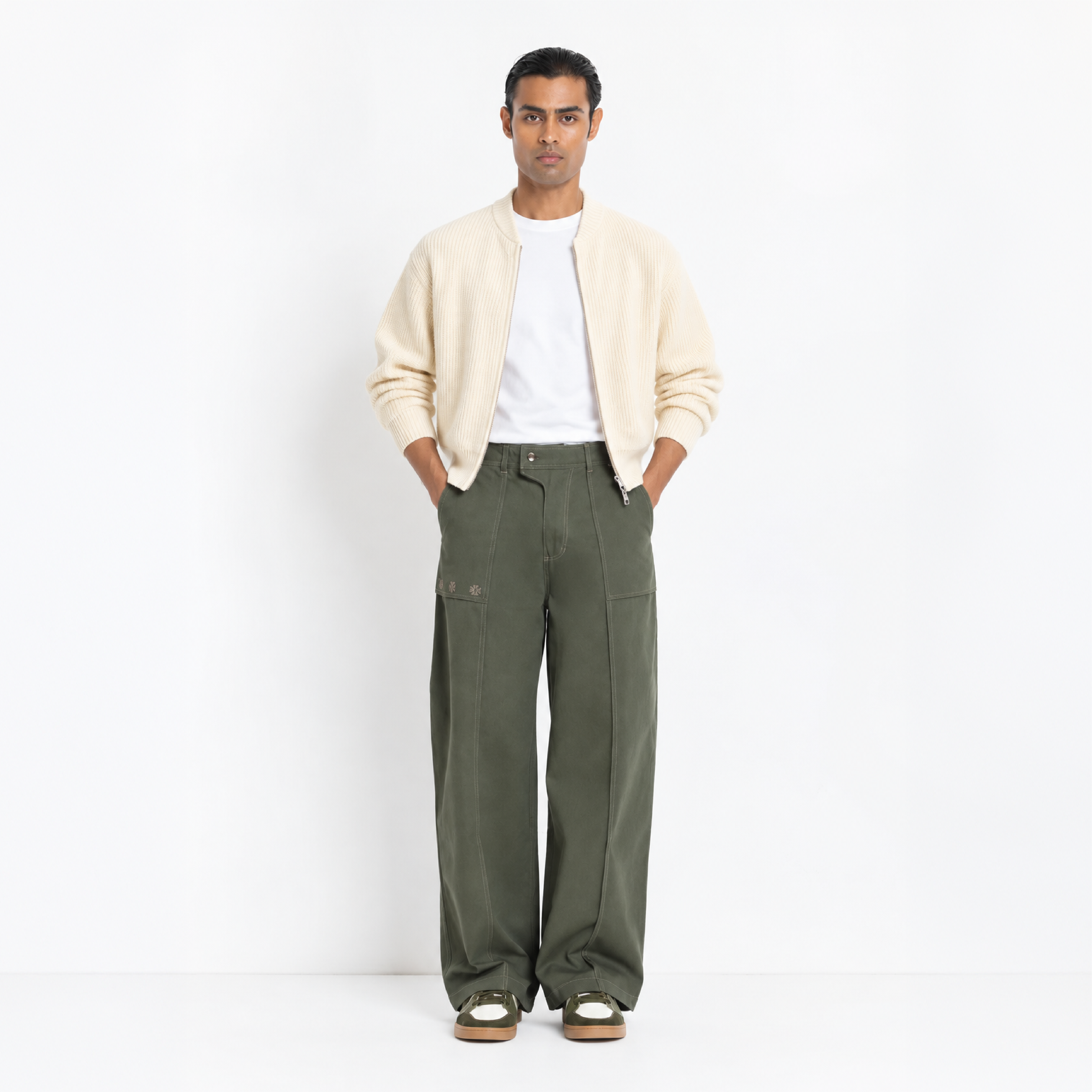 Kara - Pintuck Pant - Olive Green For Men