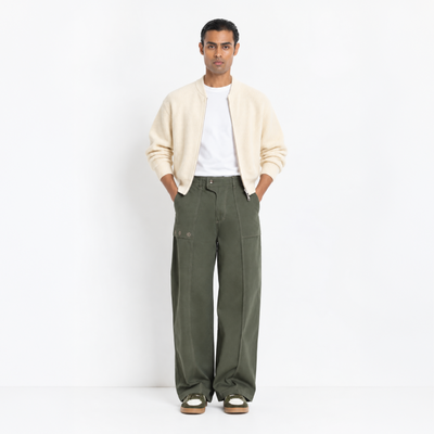 Kara - Pintuck Pant - Olive Green For Men