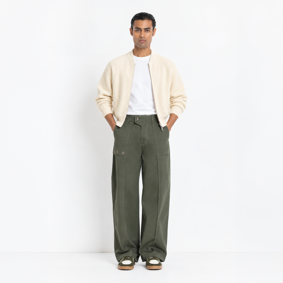 Kara - Pintuck Pant - Olive Green For Men
