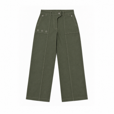 Kara - Pintuck Pant - Olive Green For Women