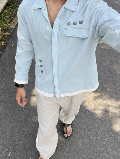 Kara - Deconstructed shirt - Powder Blue For Men