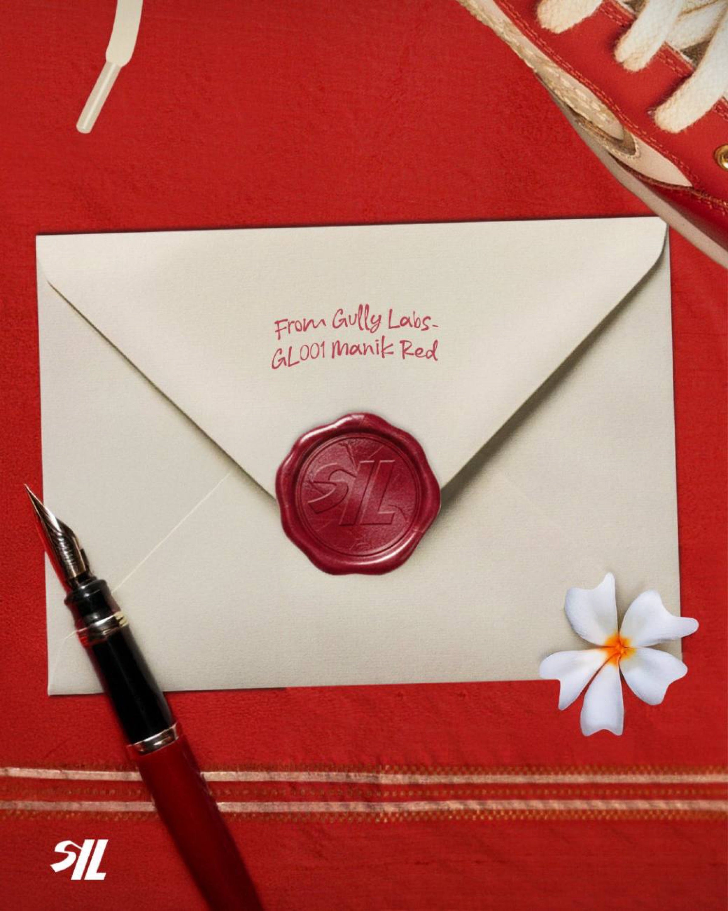 Sealed envelope from Gully Labs, GL001 Manik Red